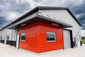 3/4 Corner View of Lancaster High School athletic field building