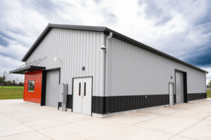 3/4 Corner View of Lancaster High School athletic field building